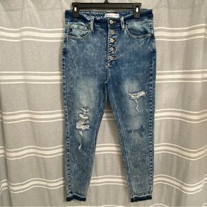 KANCAN / Acid Washed Skinny Distressed Jeans High Rose Size 30